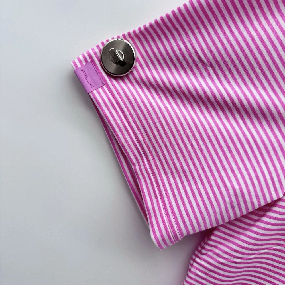 RLX Ralph Lauren Gold Concept 1 Mens Medium Golf Shirt Lightweight Pink White